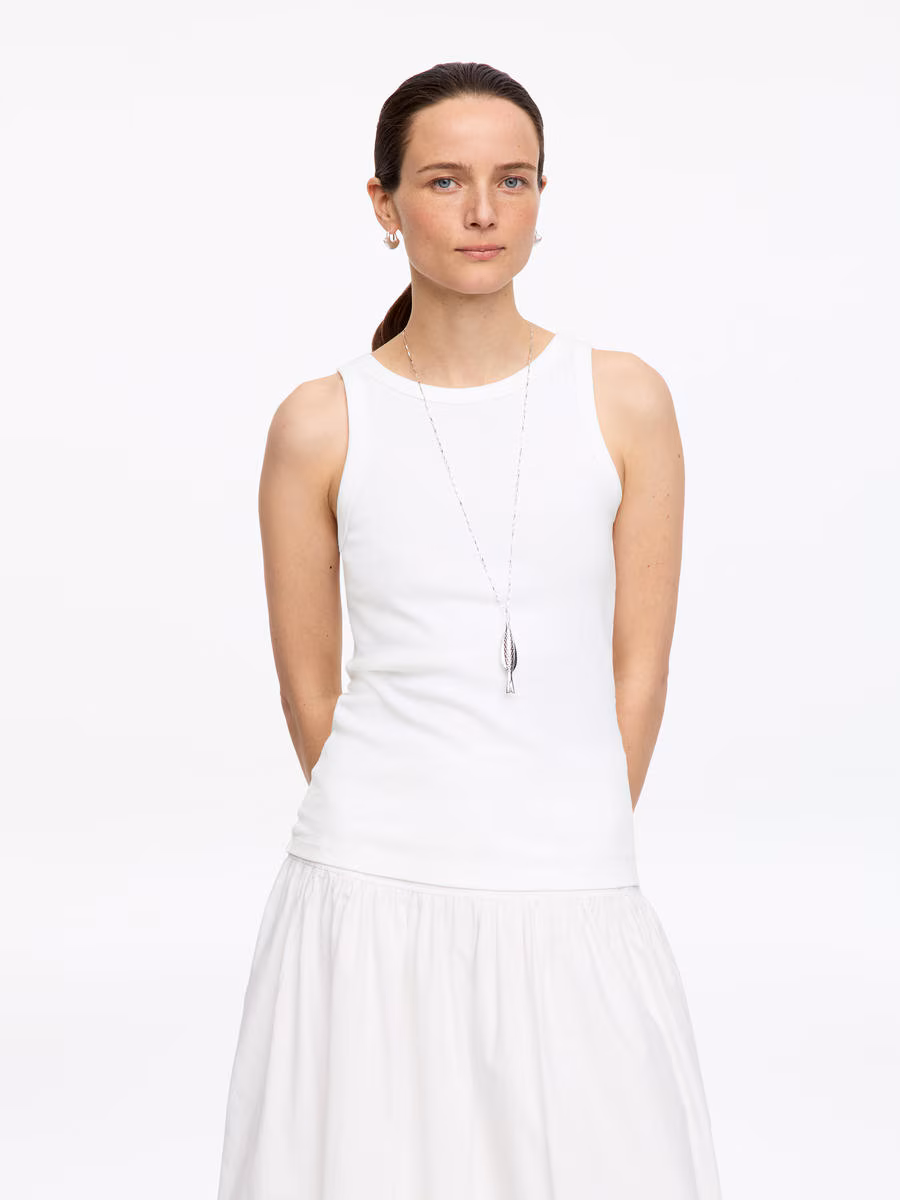 ARKET Ribbed Jersey Tank Top - White