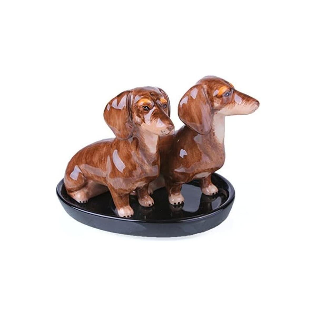 Salt and Pepper Set - Dachshund (Brown) incl. Dish