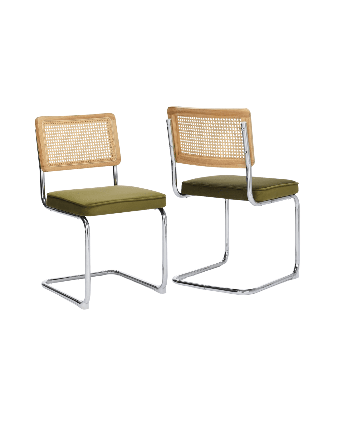 SoarFlash Mid-Century Rattan Dining Chairs (Set of 2, Green)