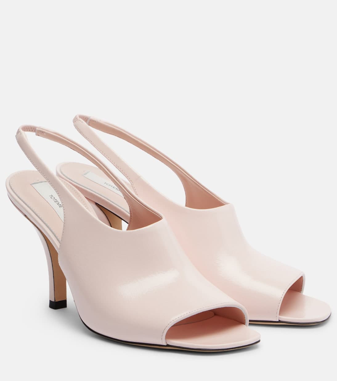 Slingback-Sandalen aus Leder in Rosa