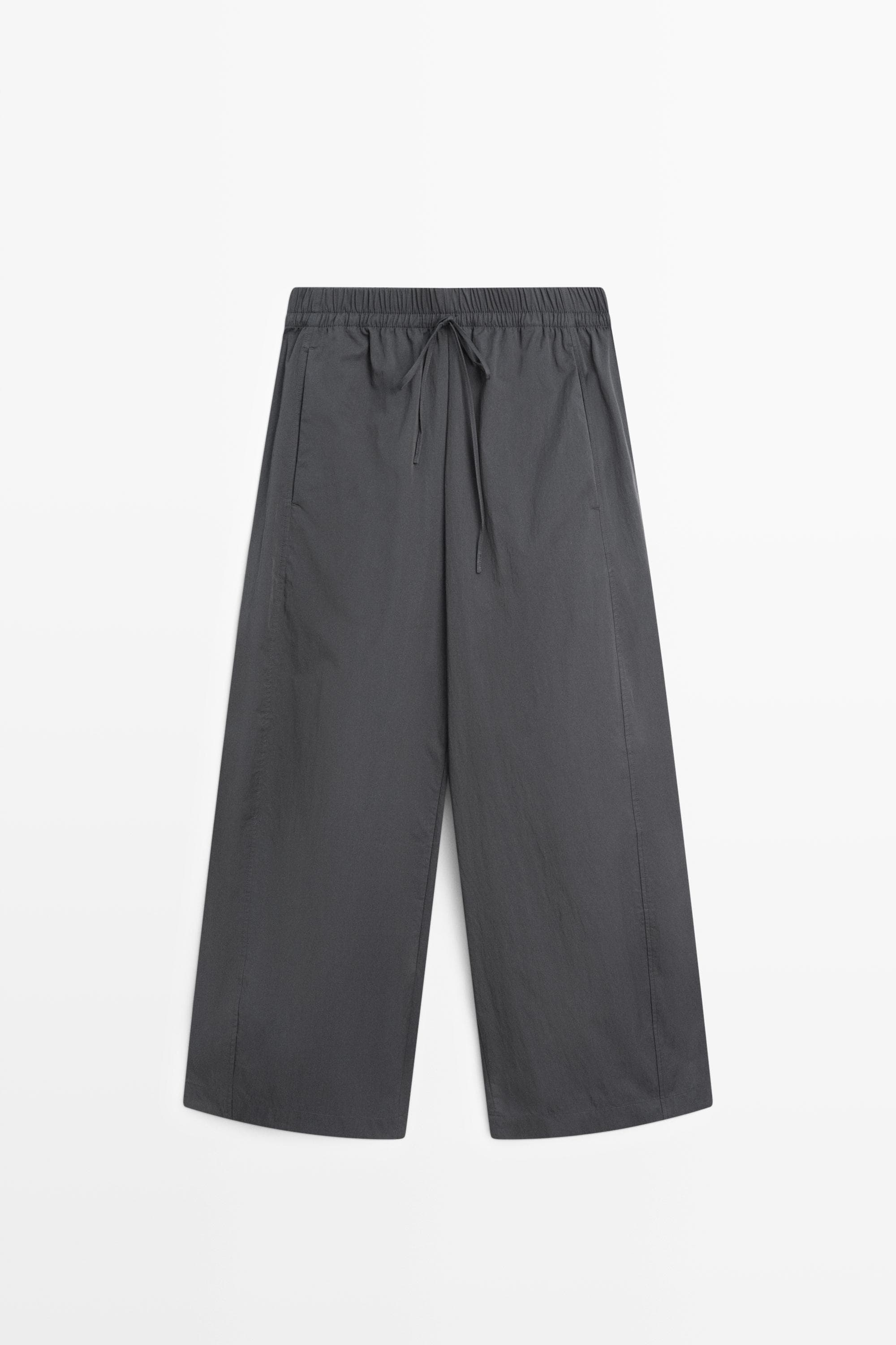 Massimo Dutti Cropped Barrel-Fit Trousers - Blue
