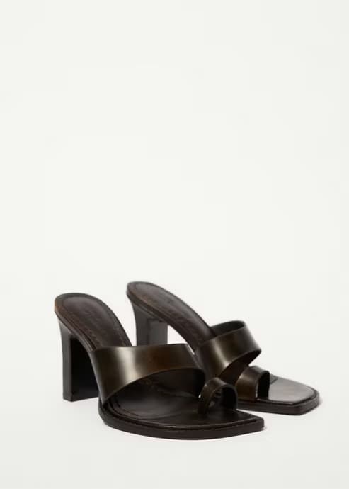 Block Heel Leather Sandal