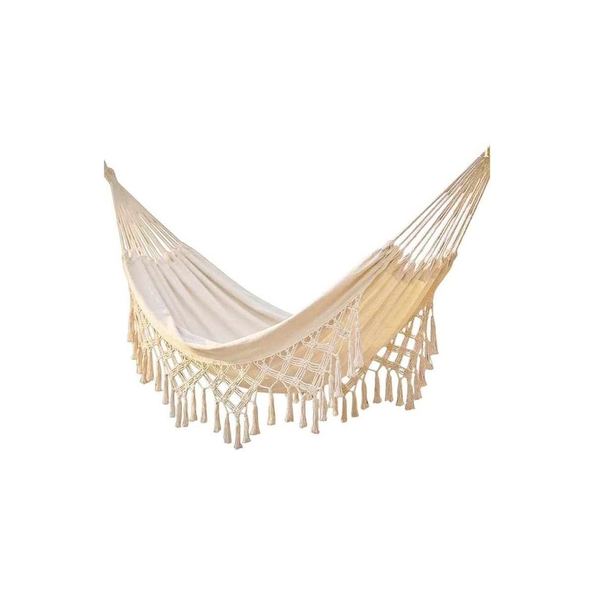 Boho Macrame Double Hammock (White)
