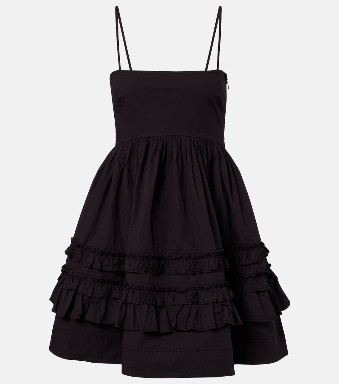 Ganni Cotton-Blend Mini Dress - Black