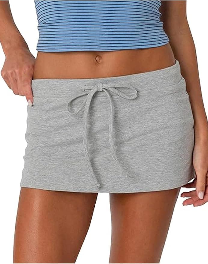 Y2K Stretchy Bodycon Mini Skirt - Grey